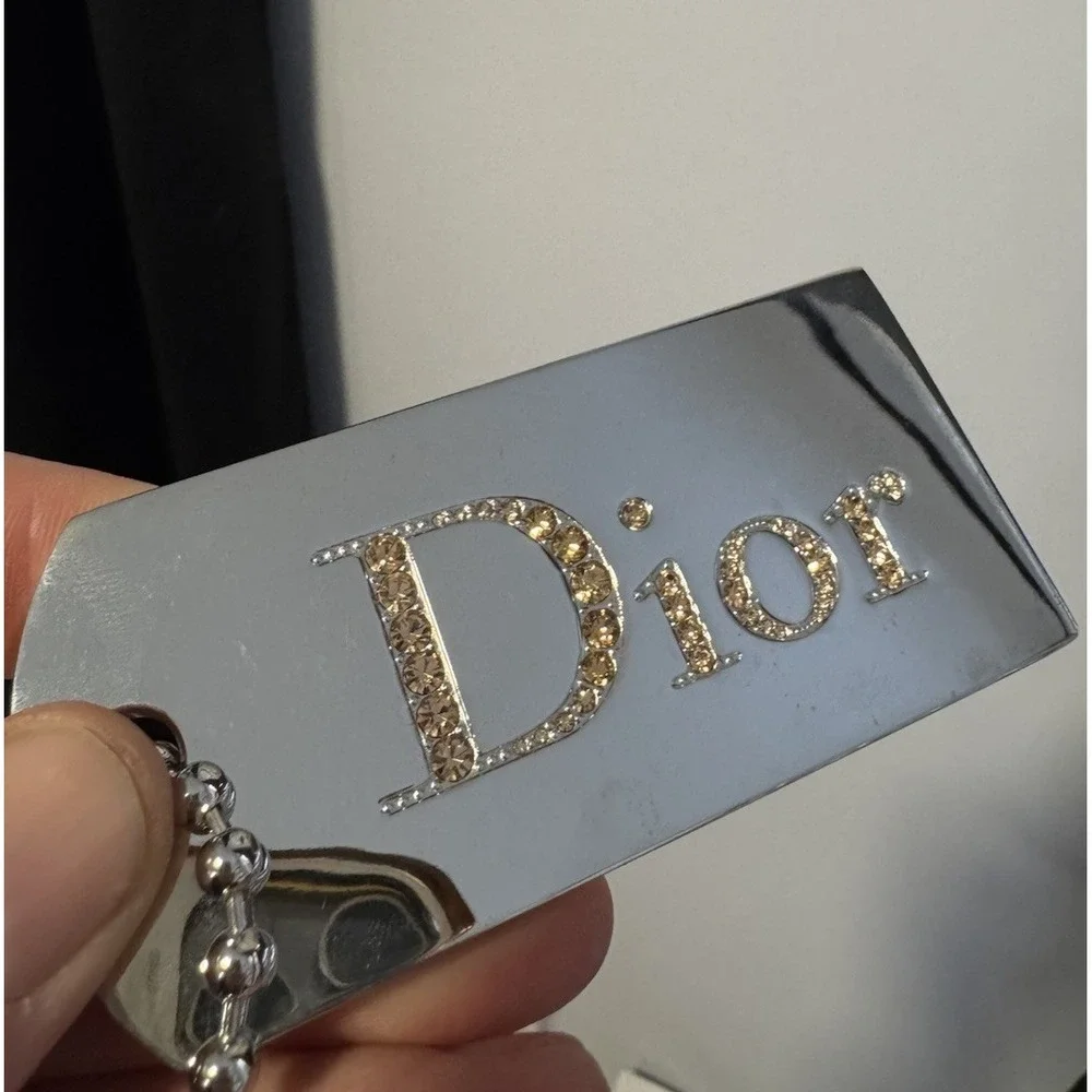 Dior Silver Compact Mirror with Crystals